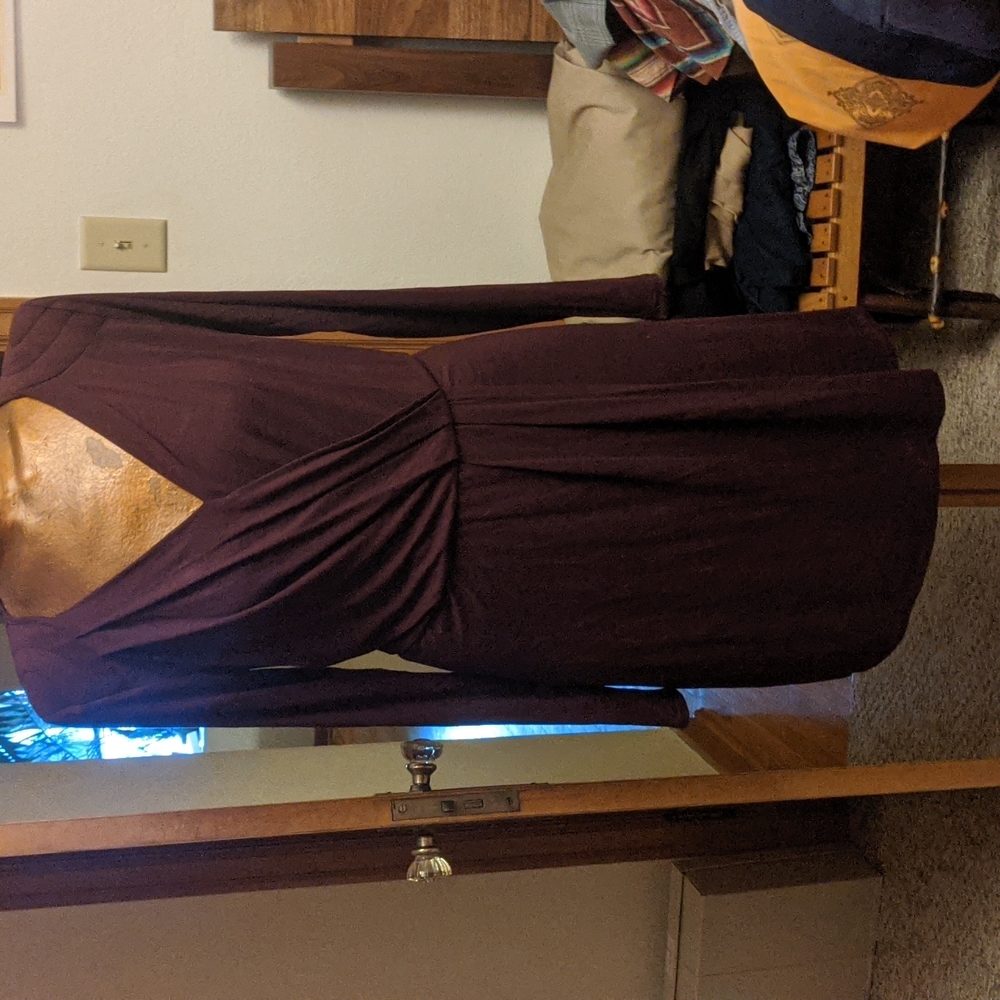 FALL SALE: Three dots faux wrap dress, burgundy XL